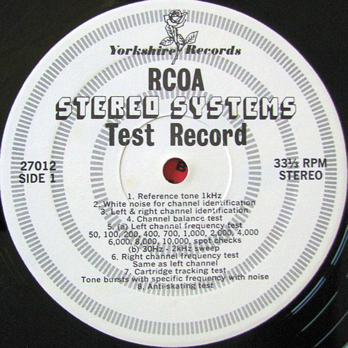 RCOA Stereo Systems Test Record - 1972 US Pressing