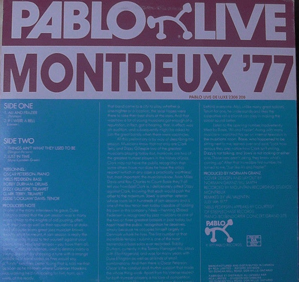 Pablo Live, Oscar Peterson Jam  – Montreux '77 -  1977 Original Pressing