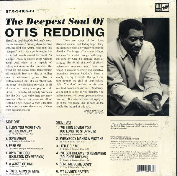 Otis Redding – Lonely & Blue The Deepest Soul Of Otis Redding - Blue Vinyl