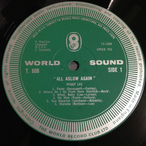 Peggy Lee – All Aglow Again - UK MONO Pressing