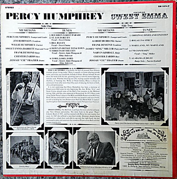 Percy Humphrey with Sweet Emma – Living New Orleans  - 1974 US Original