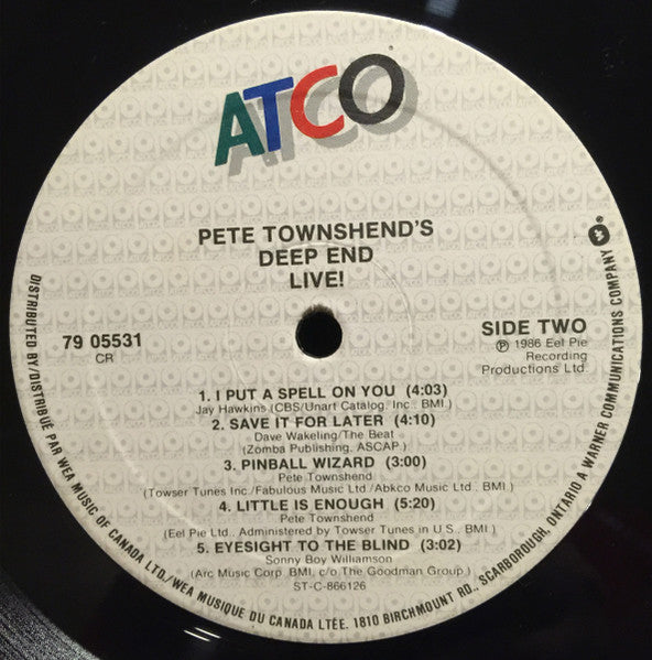 Pete Townshend 's Deep End 1986 Vinyl Pursuit Inc Pete Townshend 's Deep End 1986 Vinyl Pursuit Inc