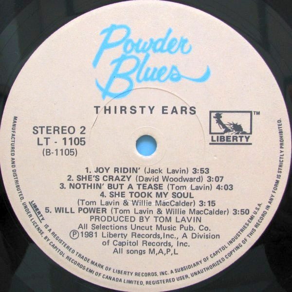 Powder Blues – Thirsty Ears - 1981 - Vinyl Pursuit Inc