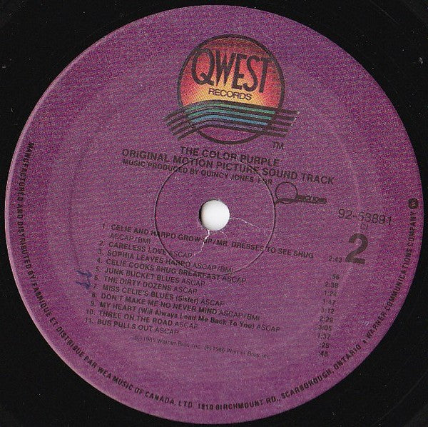 Quincy Jones – The Color Purple, Motion Picture Soundtrack -  1986 Original - Vinyl Pursuit Inc 