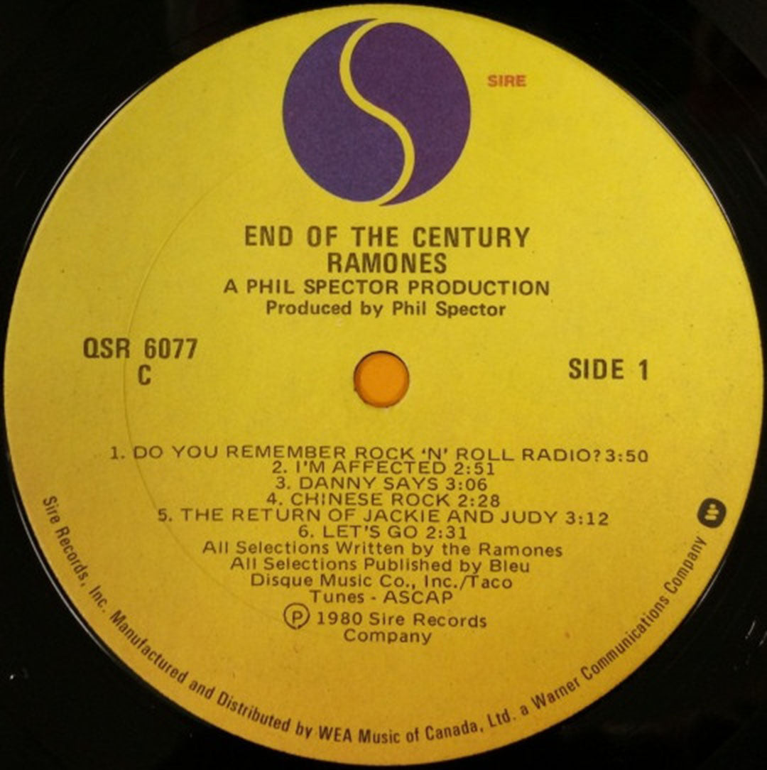 Ramones End Of The Century 1980 Original Vinyl Pursuit Inc