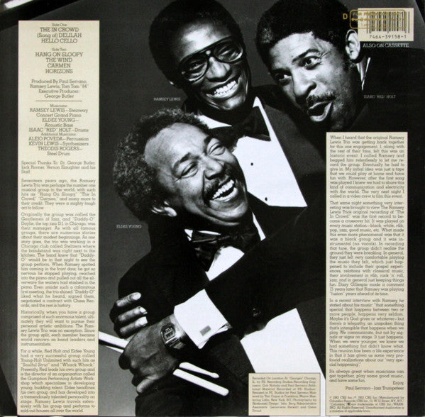 Ramsey Lewis Trio – Reunion - 1983 Original Pressing – Vinyl Pursuit Inc