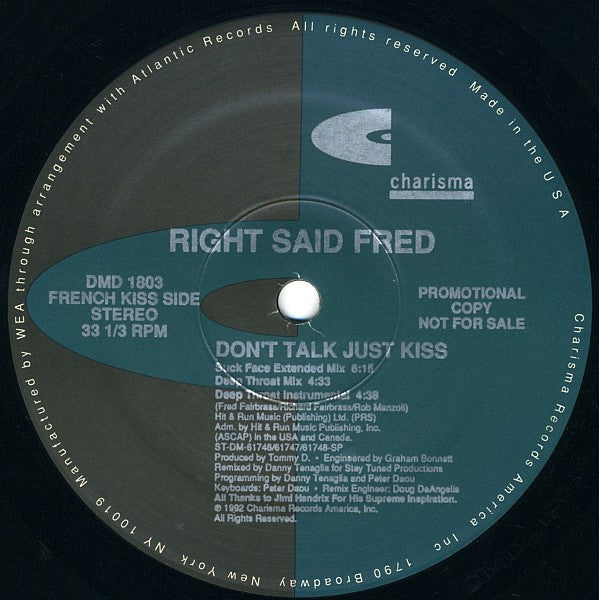 Right Said Fred – Don't Talk Just Kiss - US 1992 Original Promo - Bargain! - Vinyl Pursuit Inc