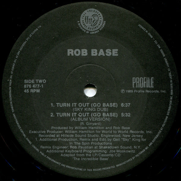 Rob Base – Turn It Out (Go Base) -  1989 Original Pressing Vinyl Pursuit Inc