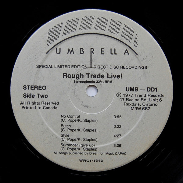 Rough Trade – Rough Trade Live! - 1977 Umbrella Pressing