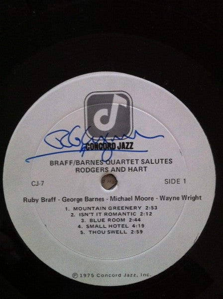 Ruby Braff / George Barnes Quartet – Salute to Rodgers And Hart - US 1975 US Original - Vinyl Pursuit Inc
