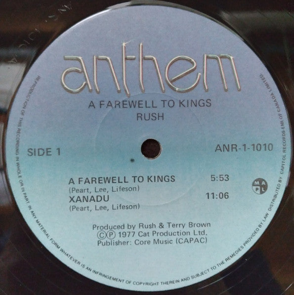 Rush A Farewell To Kings Vinyl Pursuit Inc 