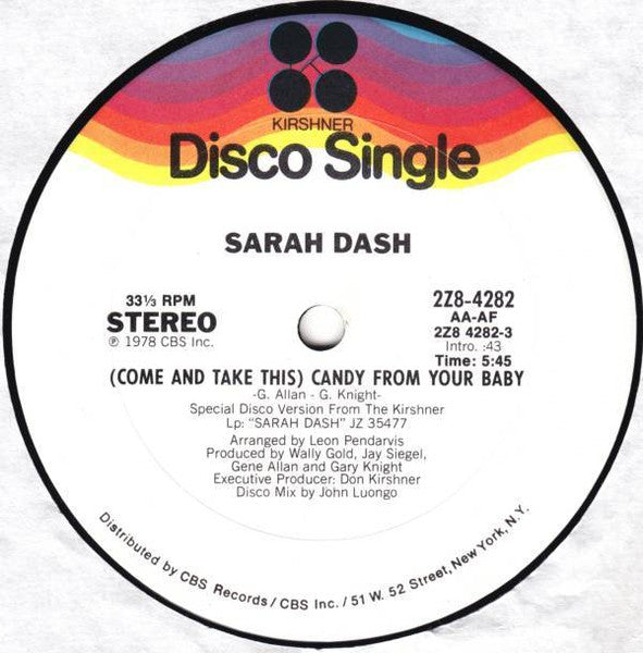 Sarah Dash – (Come And Take This) Candy From Your Baby US Pressing