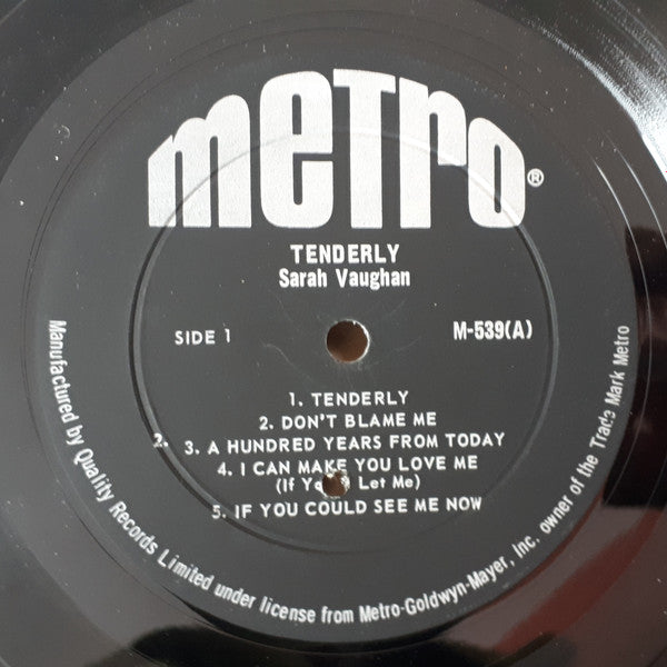 Sarah Vaughan – Tenderly - Original MONO Pressing