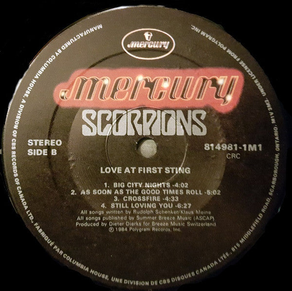 Scorpions Love At First Sting Vinyl Pursuit Inc