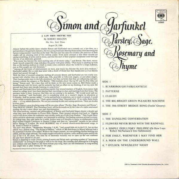 Simon And Garfunkel – Parsley, Sage, Rosemary And Thyme - UK Pressing