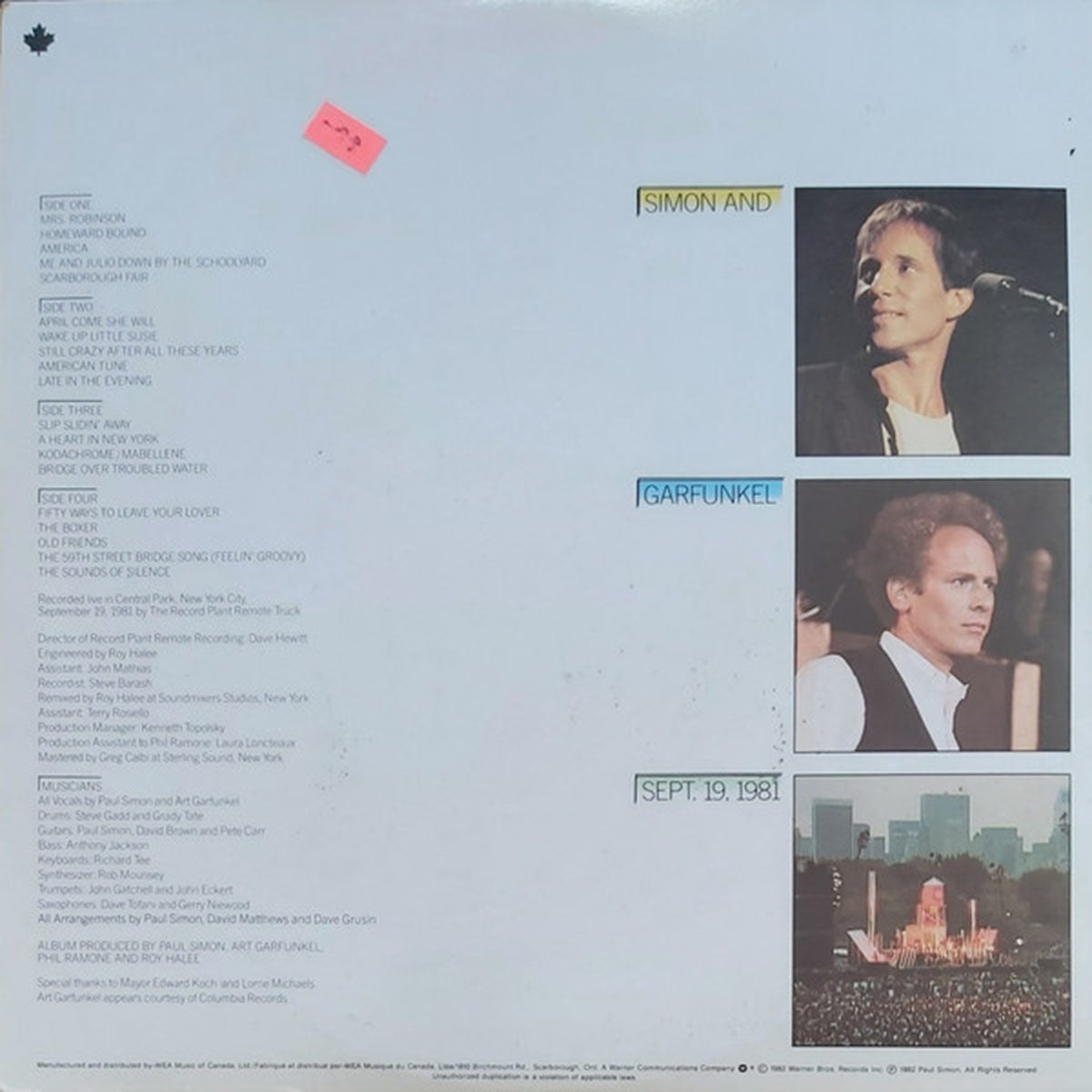 Simon & Garfunkel – The Concert In Central Park VinylPursuit.com