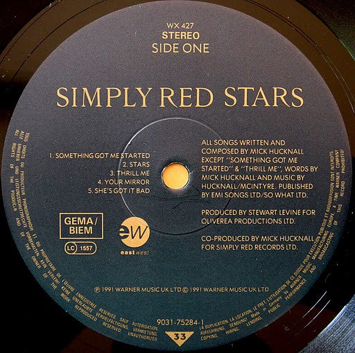 Simply Red – Stars - 1991 UK & European Pressing