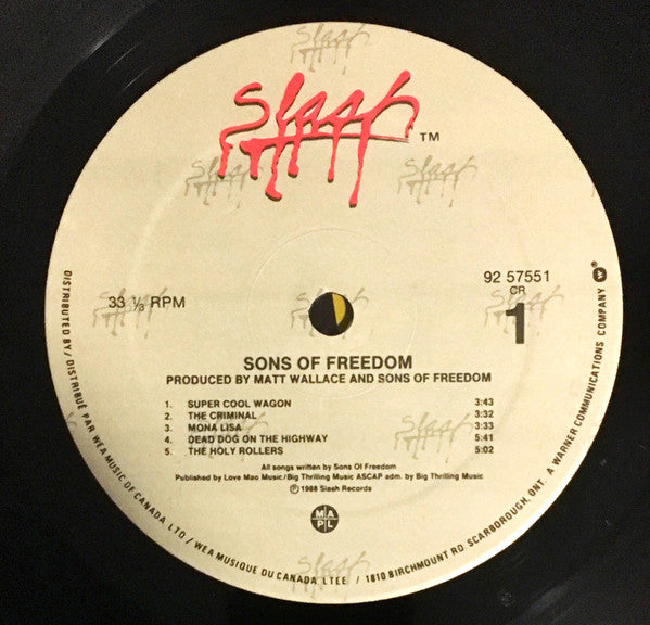 Sons Of Freedom – Sons Of Freedom - 1988 Original in Shrinkwrap!