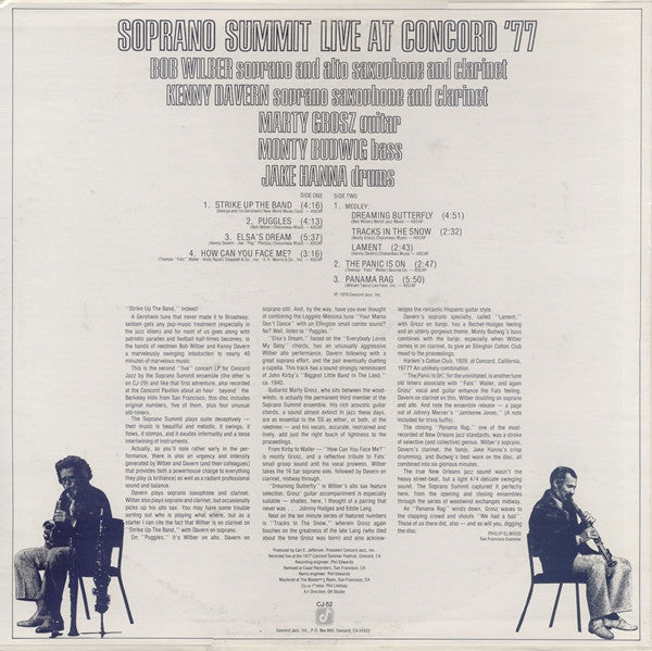 Soprano Summit – Live At Concord '77  - US Pressing