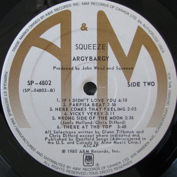 Squeeze – Argybargy - 1980 Original Pressing