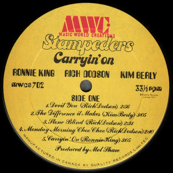 Stampeders – Carryin' On - 1971 Original, Bargain!