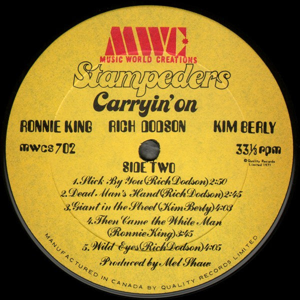 Stampeders – Carryin' On - 1971 Original, Bargain!