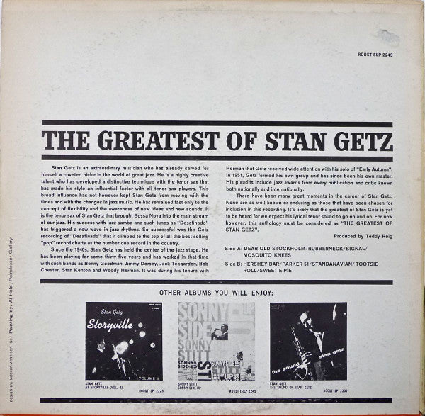 Stan Getz – The Greatest Of Stan Getz - 1963 US Original!