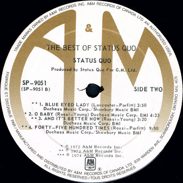 Status Quo – The Best Of Status Quo - 1980 Original !