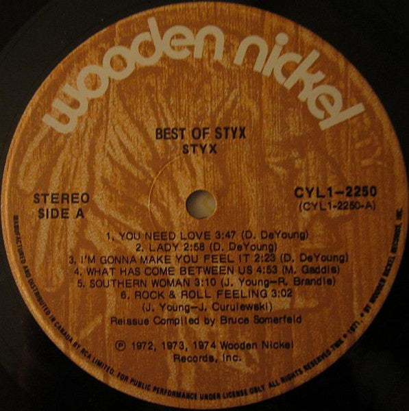 Styx – Best Of Styx - 1977 Original!