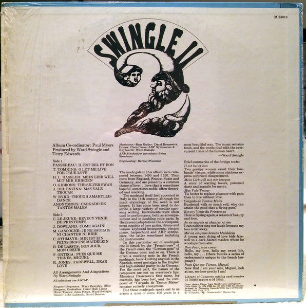 Swingle II – Love Songs For Madrigals And Madriguys - 1974 US Pressing