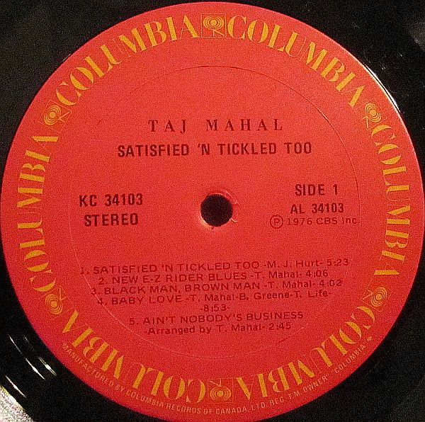 Taj Mahal – Satisfied 'N Tickled Too - 1976 Original Pressing