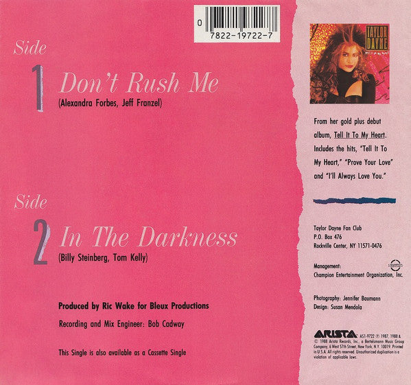 Taylor Dayne – Don't Rush Me US Pressing