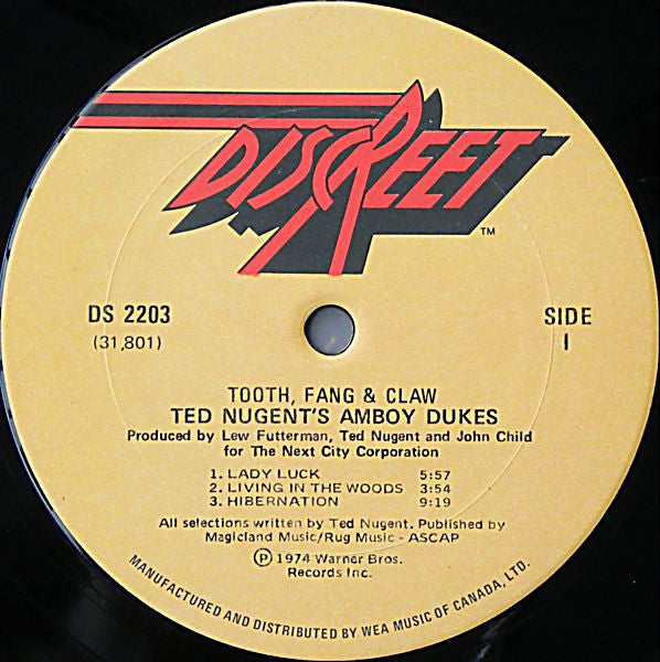 Ted Nugent's Amboy Dukes – Tooth, Fang & Claw - 1974 Original