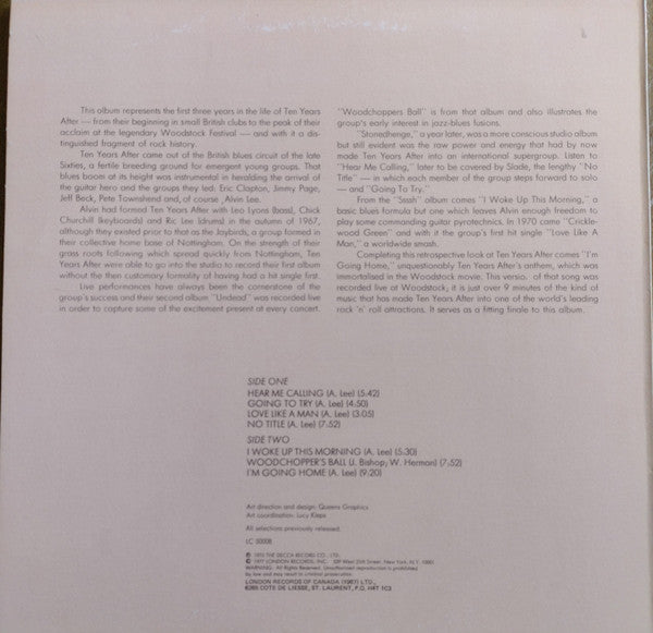 Ten Years After – Ten Years After Greatest Hits -  1977 Original Pressing
