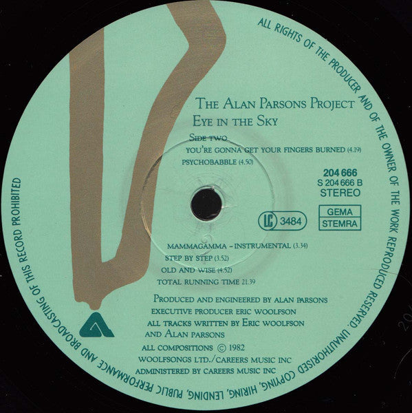 The Alan Parsons Project Eye In The Sky 1982 European Pressing