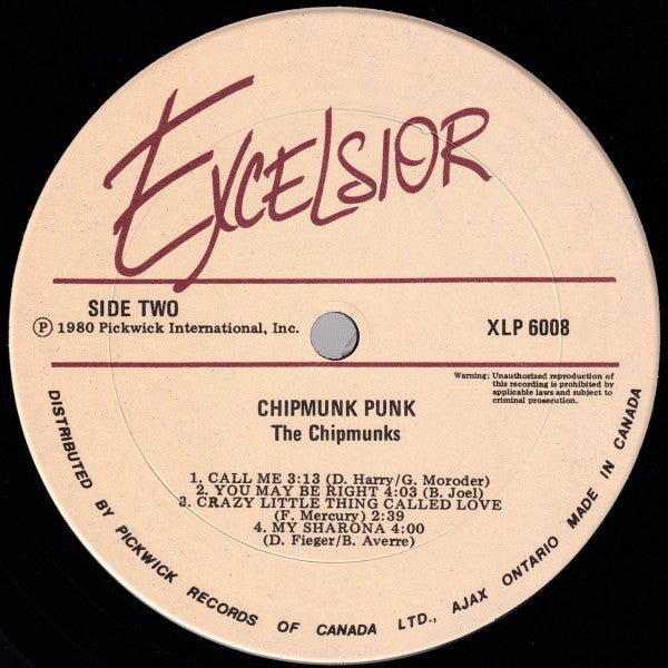 The Chipmunks – Chipmunk Punk -  1980 Original Pressing