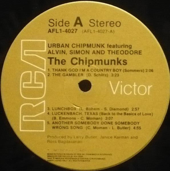 The Chipmunks Urban Chipmunk Vinyl Pursuit Inc