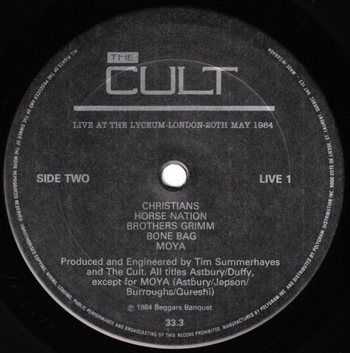 The Cult – Live At The Lyceum, London, 1984 VinylPursuit.com