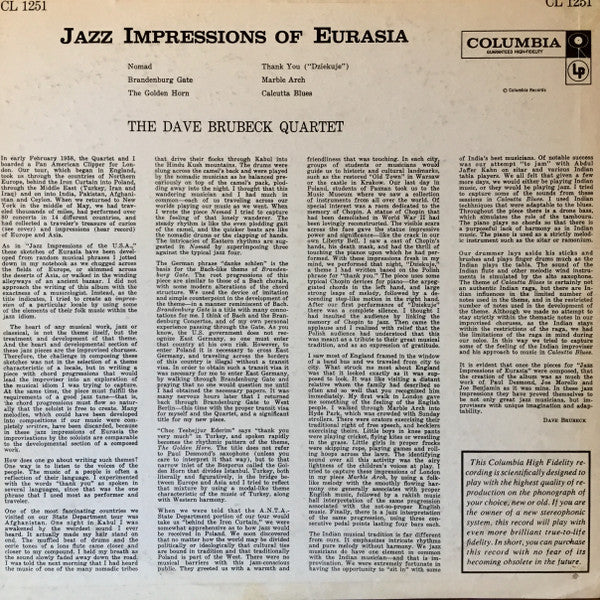 The Dave Brubeck Quartet – Jazz Impressions Of Eurasia