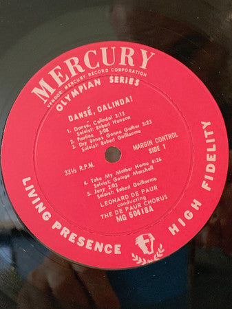 The De Paur Chorus – Dansé Calinda! Creole Songs, Worksongs, Spirituals US Pressing