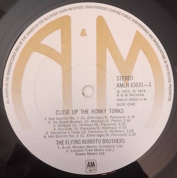 The Flying Burrito Bros – Close Up The Honky Tonks - 1974 UK Original - Vinyl Pursuit Inc