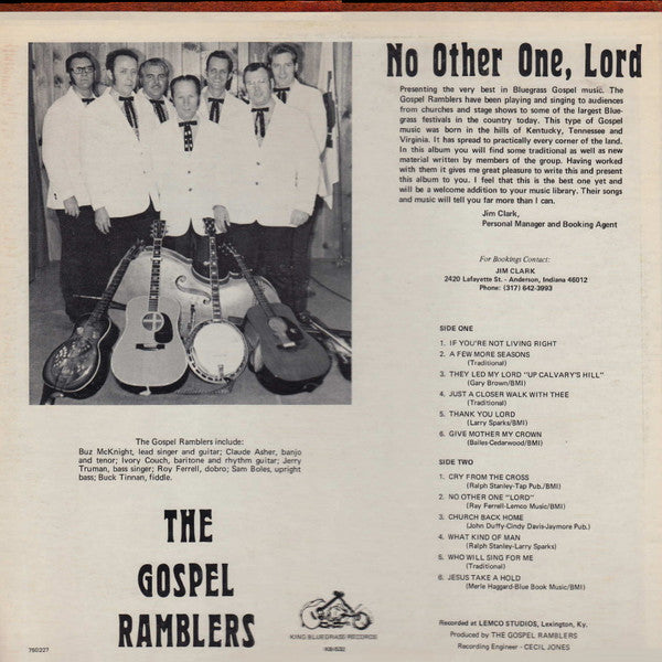 The Gospel Ramblers – No Other One, Lord US Pressing