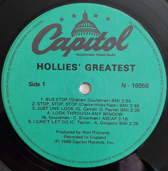 The Hollies – Hollies' Greatest - 1980 Mono Pressing - Vinyl Pursuit Inc