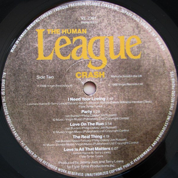 The Human League – Crash - 1986 Pressing!