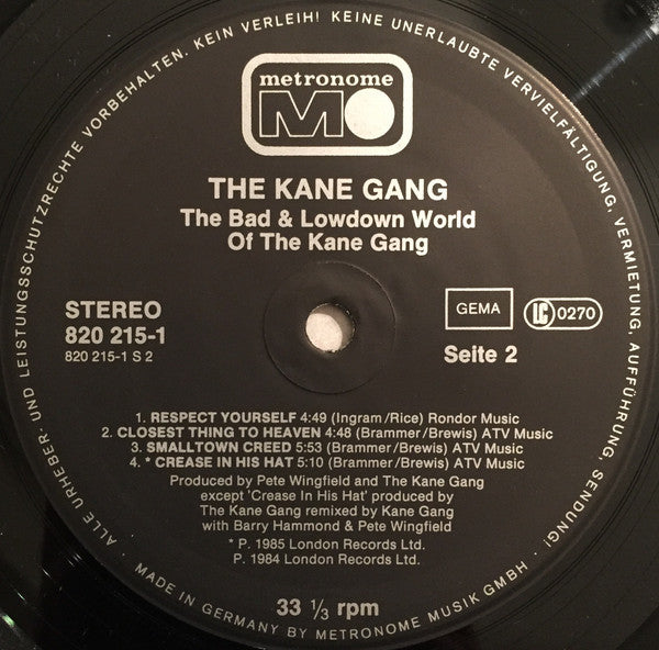 The Kane Gang – The Bad And Lowdown World - 1985 German Pressing
