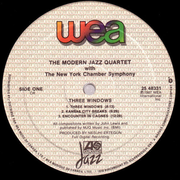 The Modern Jazz Quartet - Three Windows  -  1987 Original Pressing