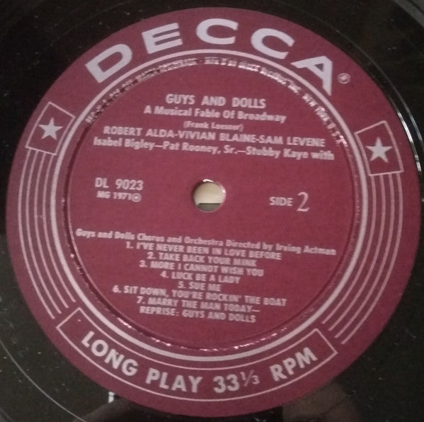 The Original Cast, Feuer And Martin Present Frank Loesser's – Guys & Dolls - A Musical Fable Of Broadway US Pressing