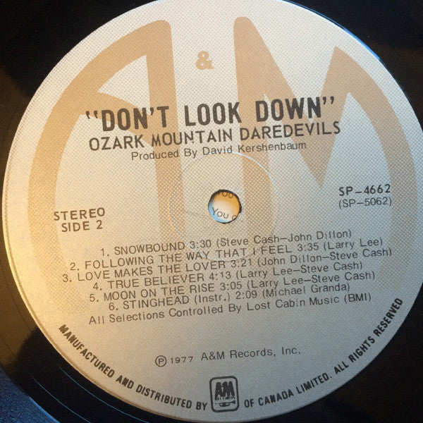 The Ozark Mountain Daredevils – Don't Look Down - 1977 Original - Vinyl Pursuit Inc