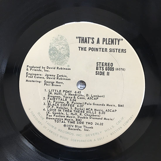 The Pointer Sisters – That's A Plenty US Pressing