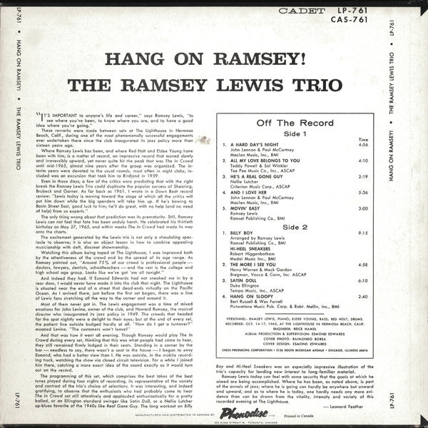 The Ramsey Lewis Trio – Hang On Ramsey!